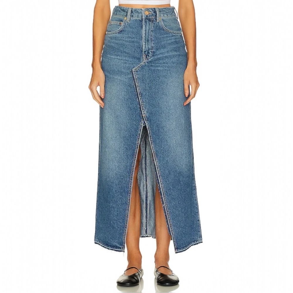 ESSENTIEL ANTWERP Excuses Reworked Denim Midi Skirt